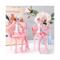 Japanese Anime Hatsune Miku Figure Sexy Character Ornaments  white pink chair Kawaii Car Decoration - 1pcs- white chair