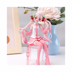Japanese Anime Hatsune Miku Figure Sexy Character Ornaments  white pink chair Kawaii Car Decoration - 1pcs- white chair