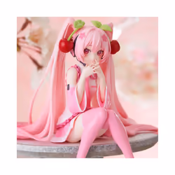Hatsune Miku Anime figure Pink dress Sitting posture PVC model action toys Cherry pink cherry blossom - 1pc