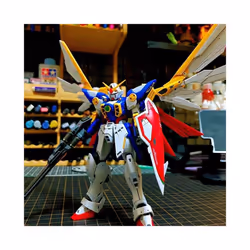 EW Wing XXXG-01W Zero Type Hairless Prototype Hg 1/144 Assemble The Model Action Figures Desktop Decoration - WHITE, With bracket