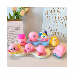 Games Star Kirby Anime Figure Cute Cartoon Pink Kirby Mini Figure Decorative Collection Toy For Children's - A-8Pcs