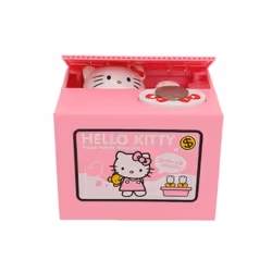 Hello Kitty  Piggy Bank Sanrio Action Figure Anime Cartoon KT Cat Stealing Coins Piggy Bank Money Safe - Piggy bank, 12cm