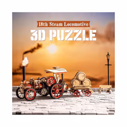 Robotime Rokr Car Model Building Kit 3D Wooden Puzzle Steam Kit 1:28  Mechanical Steam Locomotive Awesome - LKA01