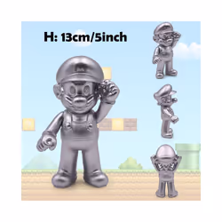 Super Mario Action Figure Bowser Princess Peach Anime Game All Star Collection Model Toy for Children - Silver Mario, No Box