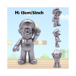 Super Mario Action Figure Bowser Princess Peach Anime Game All Star Collection Model Toy for Children - Silver Mario, No Box