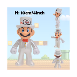 Super Mario Action Figure Bowser Princess Peach Anime Game All Star Collection Model Toy for Children - Groom Mario, No Box