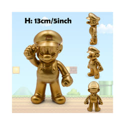 Super Mario Action Figure Bowser Princess Peach Anime Game All Star Collection Model Toy for Children - Golden Mario, No Box