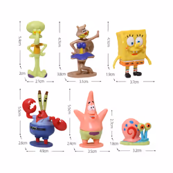 Animation Kawaii Sponges Bobs Patrick Star Figure Toys Cartoon Sponge Bobs Bobs Figure Toys for Children - 6pcs