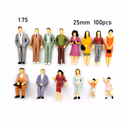 100pcs 1:100/1:150/1:75/1:50 Scale Plastic People Figures Model Building Passengers DIY Character Mixed - 25mm