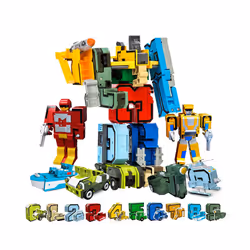 GUDI Assemble Robots Transformation Action Figure Car Model Deformation Number Letters Alphabet Math - 4pcs ABCD NO BOX