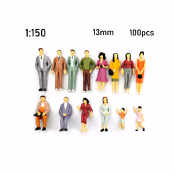 100pcs 1:100/1:150/1:75/1:50 Scale Plastic People Figures Model Building Passengers DIY Character Mixed - 13mm