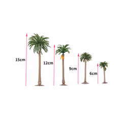 Height Coconut Palm Tree Model DIY Park Rainforest Train Railroad Decoration Building Landscape Miniature - 15cm 5pcs