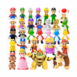 Game Super Mario Bros Cartoon Dolls Model Anime Figures Luigi Yoshi Mario Creative Collectible Model - A28-12cm