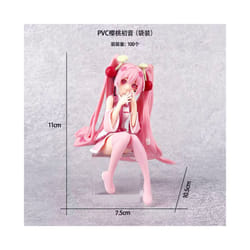Hatsune Miku Anime figure Pink dress Sitting posture PVC model action toys Cherry pink cherry blossom - No Box