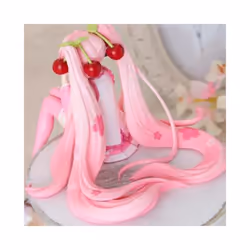Hatsune Miku Anime figure Pink dress Sitting posture PVC model action toys Cherry pink cherry blossom - No Box