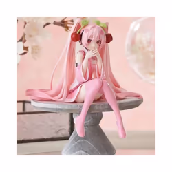 Hatsune Miku Anime figure Pink dress Sitting posture PVC model action toys Cherry pink cherry blossom - No Box