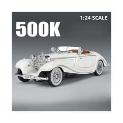 1/24 Scale 500K Vintage Car Model Toy Diecasts Alloy Sport Car Toys with Sound and Light Pull Back Vehicles - White