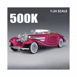 1/24 Scale 500K Vintage Car Model Toy Diecasts Alloy Sport Car Toys with Sound and Light Pull Back Vehicles - Purple