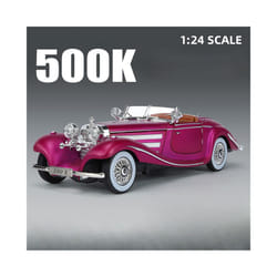 1/24 Scale 500K Vintage Car Model Toy Diecasts Alloy Sport Car Toys with Sound and Light Pull Back Vehicles - Purple