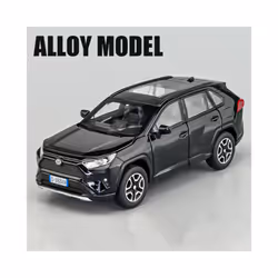 1:32 RAV4 SUV Alloy Car Model Diecast Metal Toy Vehicles Car Model High Simulation Sound and Light Collection - Black