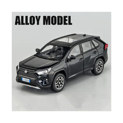 1:32 RAV4 SUV Alloy Car Model Diecast Metal Toy Vehicles Car Model High Simulation Sound and Light Collection - Black