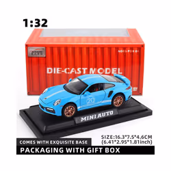 1:32 Porsche 911 GT3 RS Egghell White 1/32 Scale Diecast Metal Model Toy Sports Car - blue with box