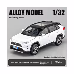 1:32 Toyota RAV4 Off Road SUV Alloy Metal Diecast Car Model Sound & Light Toy Collection Trendy Decorative - white