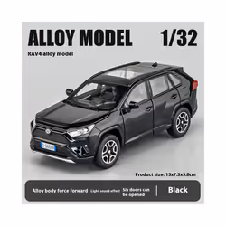 1:32 Toyota RAV4 Off Road SUV Alloy Metal Diecast Car Model Sound & Light Toy Collection Trendy Decorative - black box