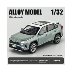 1:32 Toyota RAV4 Off Road SUV Alloy Metal Diecast Car Model Sound & Light Toy Collection Trendy Decorative - green box