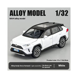 1:32 Toyota RAV4 Off Road SUV Alloy Metal Diecast Car Model Sound & Light Toy Collection Trendy Decorative - white box