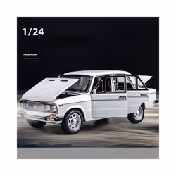 1/24 Scale LADA Toy Car Model Alloy Diecast 6 Doors Opened Pull Back Sound Light Scale Model Car Toys - White