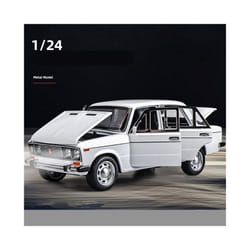 1/24 Scale LADA Toy Car Model Alloy Diecast 6 Doors Opened Pull Back Sound Light Scale Model Car Toys - White