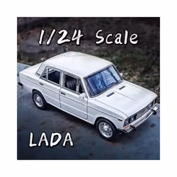 1/24 Scale LADA Toy Car Model Alloy Diecast 6 Doors Opened Pull Back Sound Light Scale Model Car Toys - Black