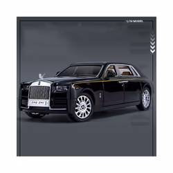 1/24 Rolls Royce Phantom Diecast Toy Cars Model Simulated Pull Back Limousine Zinc Alloy Metal Toy Car - Black