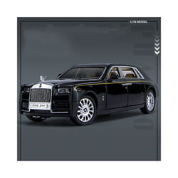 1/24 Rolls Royce Phantom Diecast Toy Cars Model Simulated Pull Back Limousine Zinc Alloy Metal Toy Car - Black