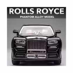 1/24 Rolls Royce Phantom Diecast Toy Cars Model Simulated Pull Back Limousine Zinc Alloy Metal Toy Car - Black