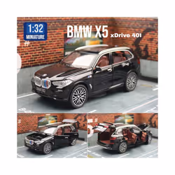1/32 BMW X5 SUV Toy Car Model Diecast Metal Vehicle Miniature Sound & Light Pull Back Collection Gift - black