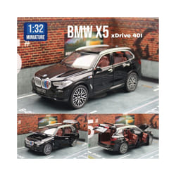 1/32 BMW X5 SUV Toy Car Model Diecast Metal Vehicle Miniature Sound & Light Pull Back Collection Gift - black