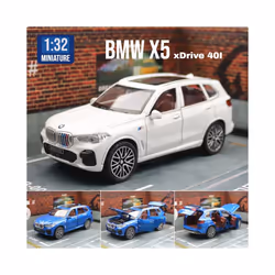 1/32 BMW X5 SUV Toy Car Model Diecast Metal Vehicle Miniature Sound & Light Pull Back Collection Gift - black
