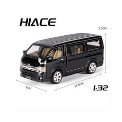 1/32 Scale Hiace MPV Zinc Alloy Car Model Toys Diecast Van Simulated Business Vehicles Light Sound Toys - Black