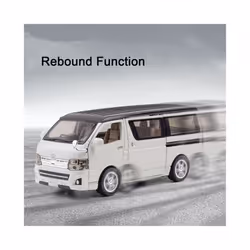 1/32 Scale Hiace MPV Zinc Alloy Car Model Toys Diecast Van Simulated Business Vehicles Light Sound Toys - Black