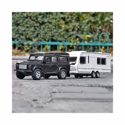 1/32 Alloy Truck Transport Car Vehicles Model Diecasts Toy Travel Touring Car Yacht Trailer Car Model - Black