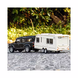 1/32 Alloy Truck Transport Car Vehicles Model Diecasts Toy Travel Touring Car Yacht Trailer Car Model - Black