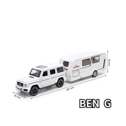 1/32 Trailer RV Truck Toy Model Car Alloy Diecast Off-road Vehicle Camper with Sound Light Toy Car Model - White Bens  G