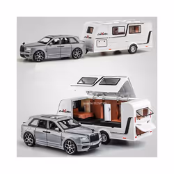 1/32 Trailer RV Truck Toy Model Car Alloy Diecast Off-road Vehicle Camper with Sound Light Toy Car Model - White Cullinan