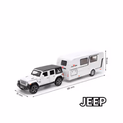 1/32 Trailer RV Truck Toy Model Car Alloy Diecast Off-road Vehicle Camper with Sound Light Toy Car Model - White JEEP