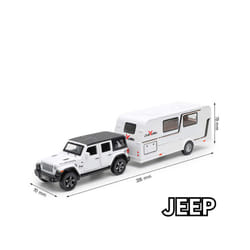 1/32 Trailer RV Truck Toy Model Car Alloy Diecast Off-road Vehicle Camper with Sound Light Toy Car Model - White JEEP