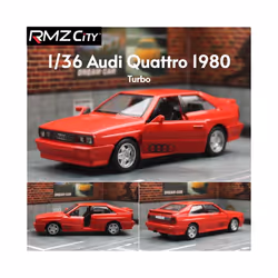 1/36 Audi Quattro Toy Car Model RMZ CiTY Miniature Free Wheel Pull Back Doors Openable Diecast Metal - Red