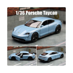 1/36 Porsche Taycan Toy Car Model For Children RMZ CiTY Diecast Super Sport Miniature Pull Back Collection - SKY BLUE