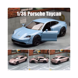1/36 Porsche Taycan Toy Car Model For Children RMZ CiTY Diecast Super Sport Miniature Pull Back Collection - Coffee